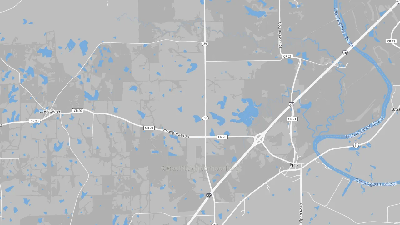 Bike Grade map of Hamner, AL