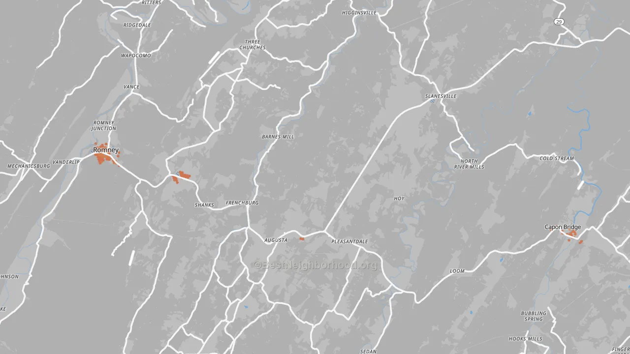 Bike Grade map of Hampshire County, WV