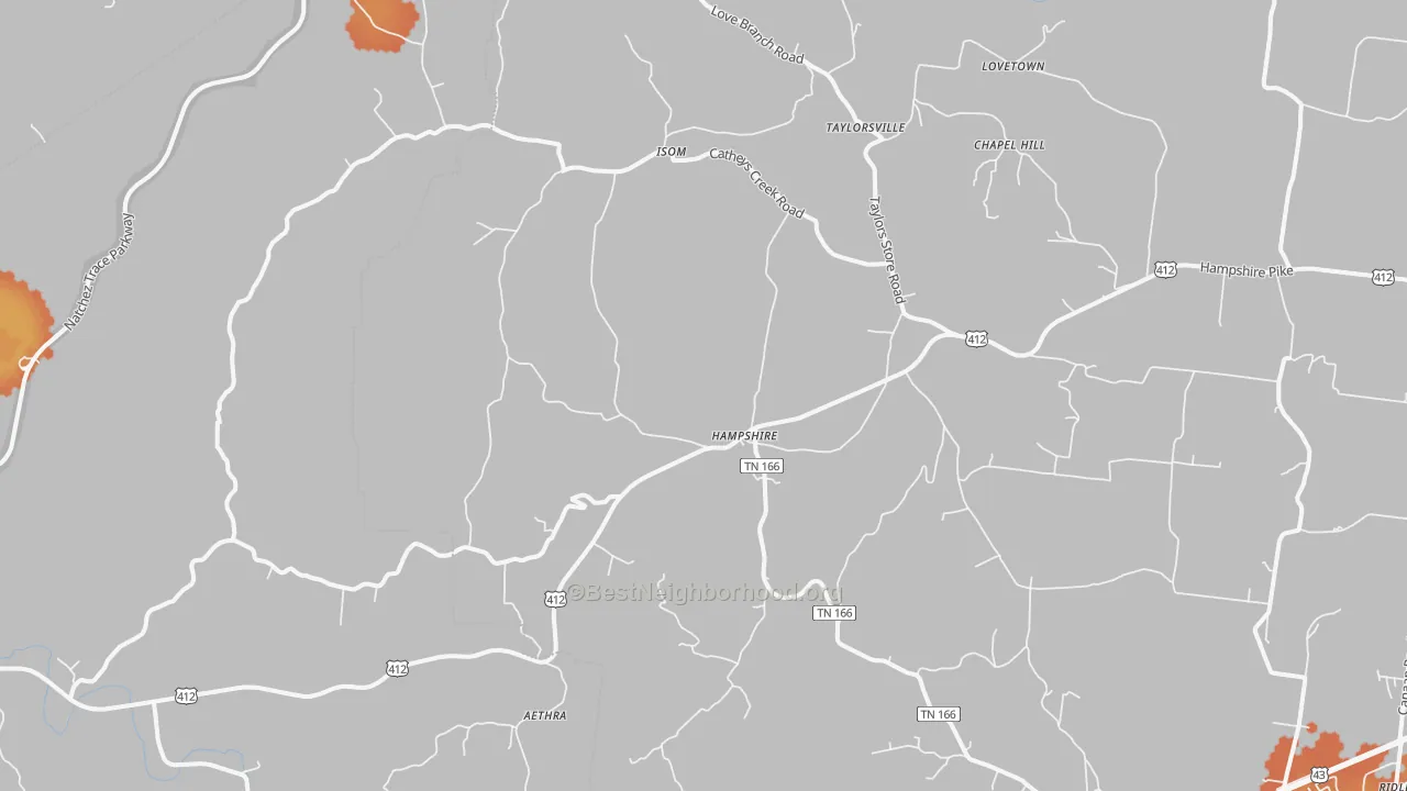 Bike Grade map of Hampshire, TN