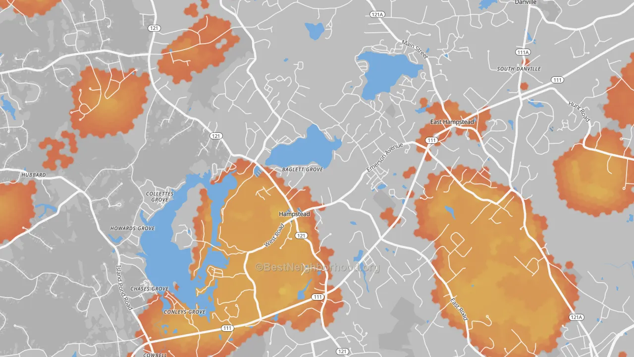 Bike Grade map of Hampstead, NH