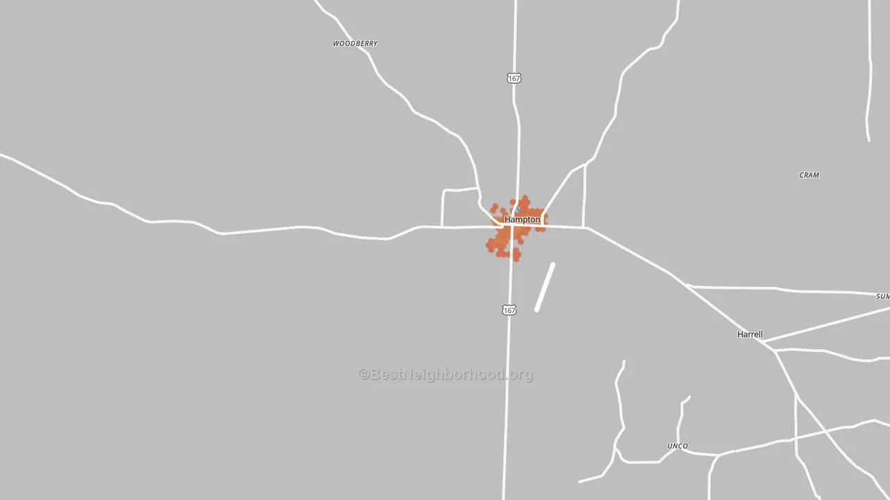 Bike Grade map of Hampton, AR