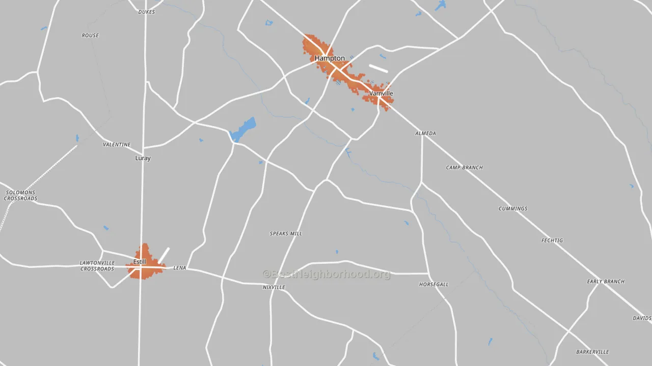Bike Grade map of Hampton County, SC