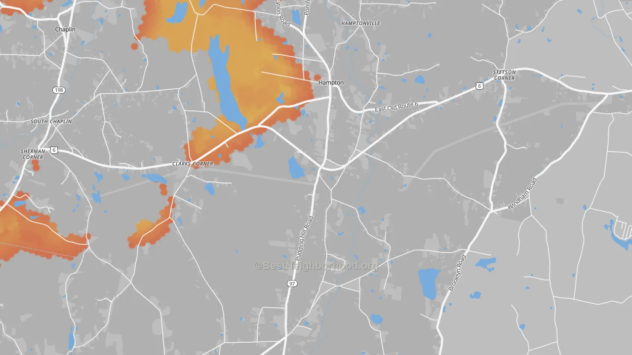 Bike Grade map of Hampton, CT