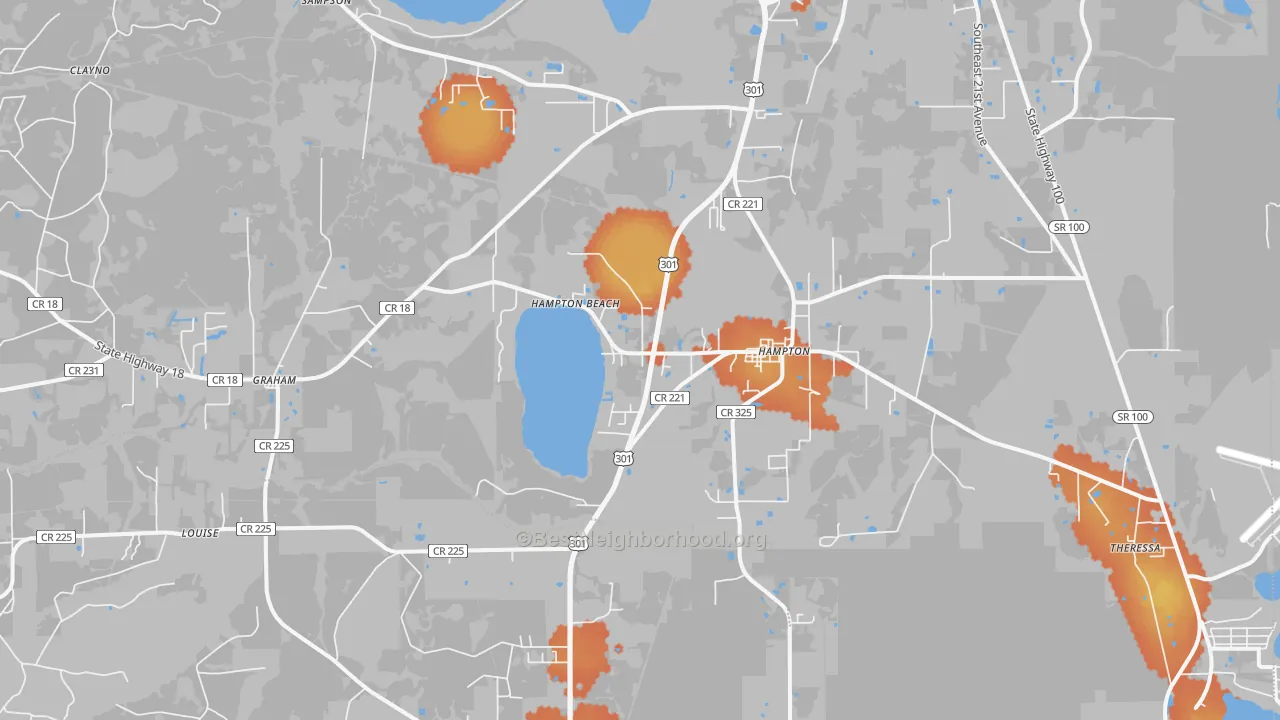 Bike Grade map of Hampton, FL