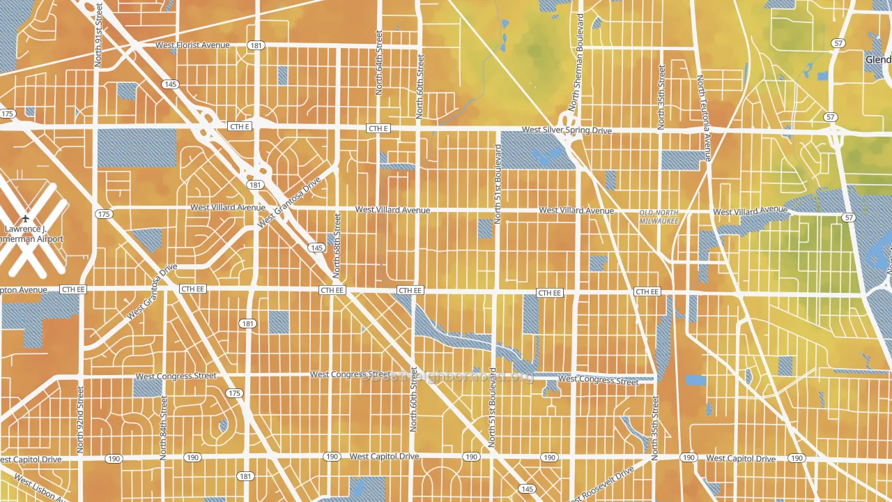 Bike Grade map of Hampton Heights, Milwaukee, WI