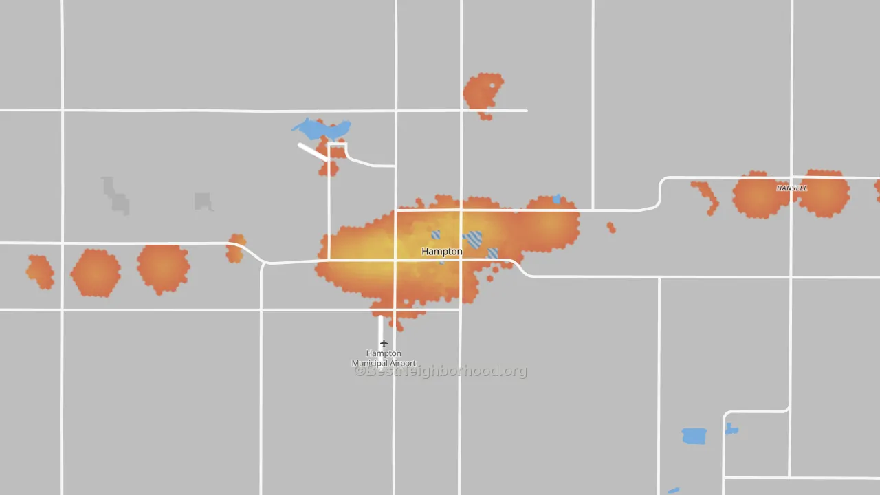 Bike Grade map of Hampton, IA
