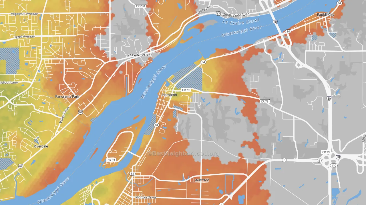 Bike Grade map of Hampton, IL