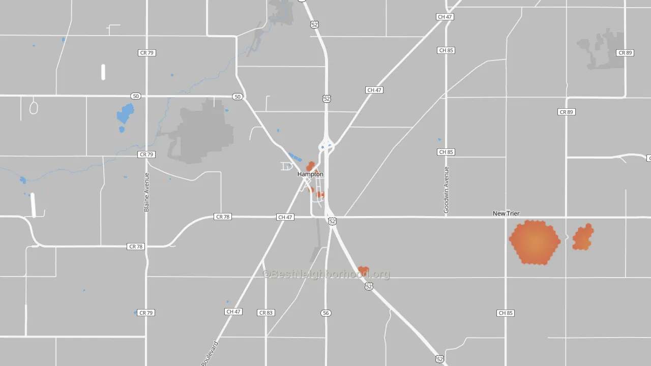 Bike Grade map of Hampton, MN