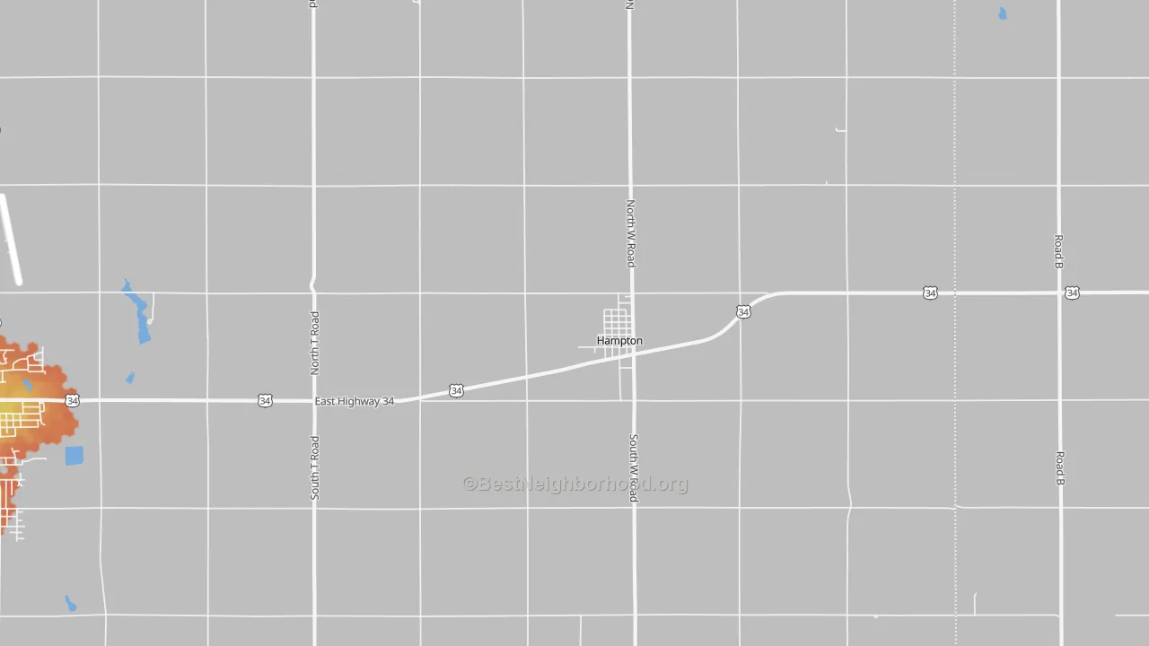 Bike Grade map of Hampton, NE
