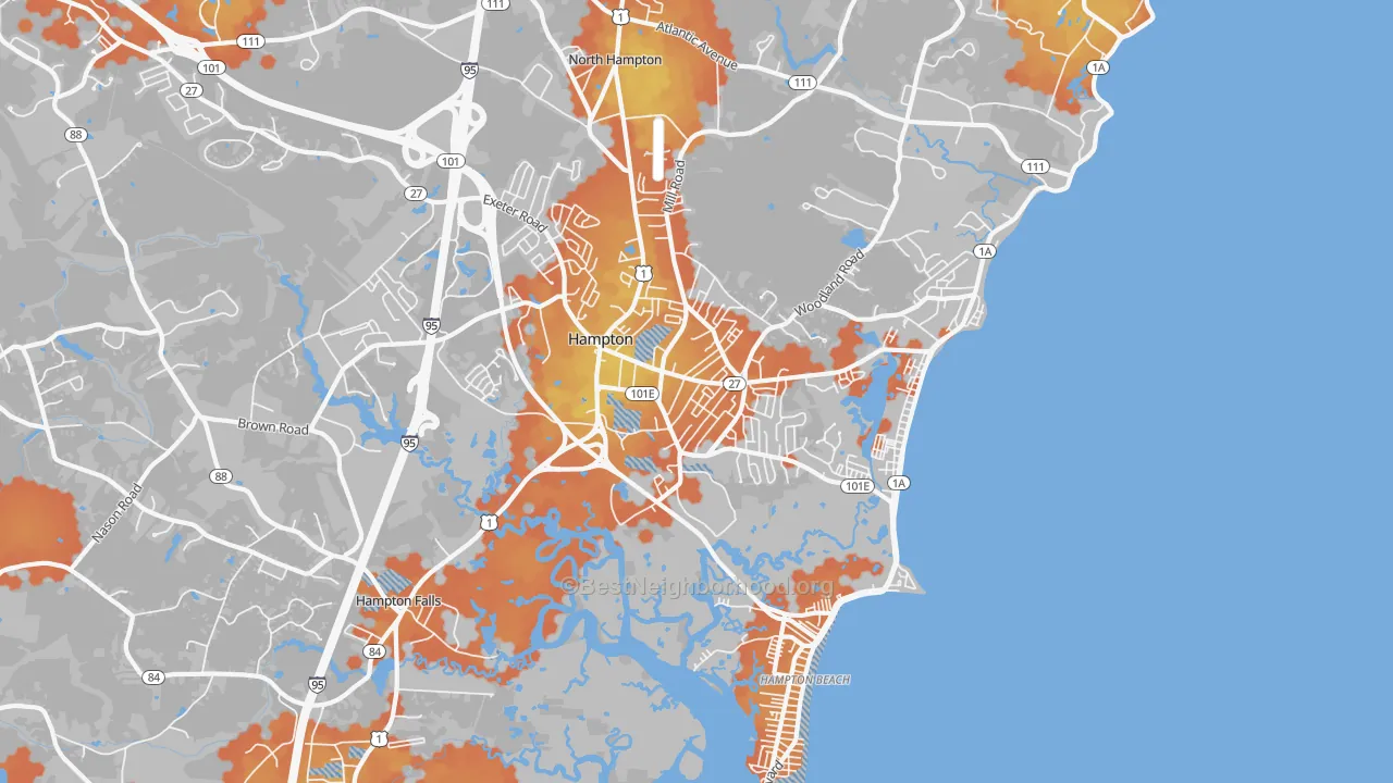 Bike Grade map of Hampton, NH
