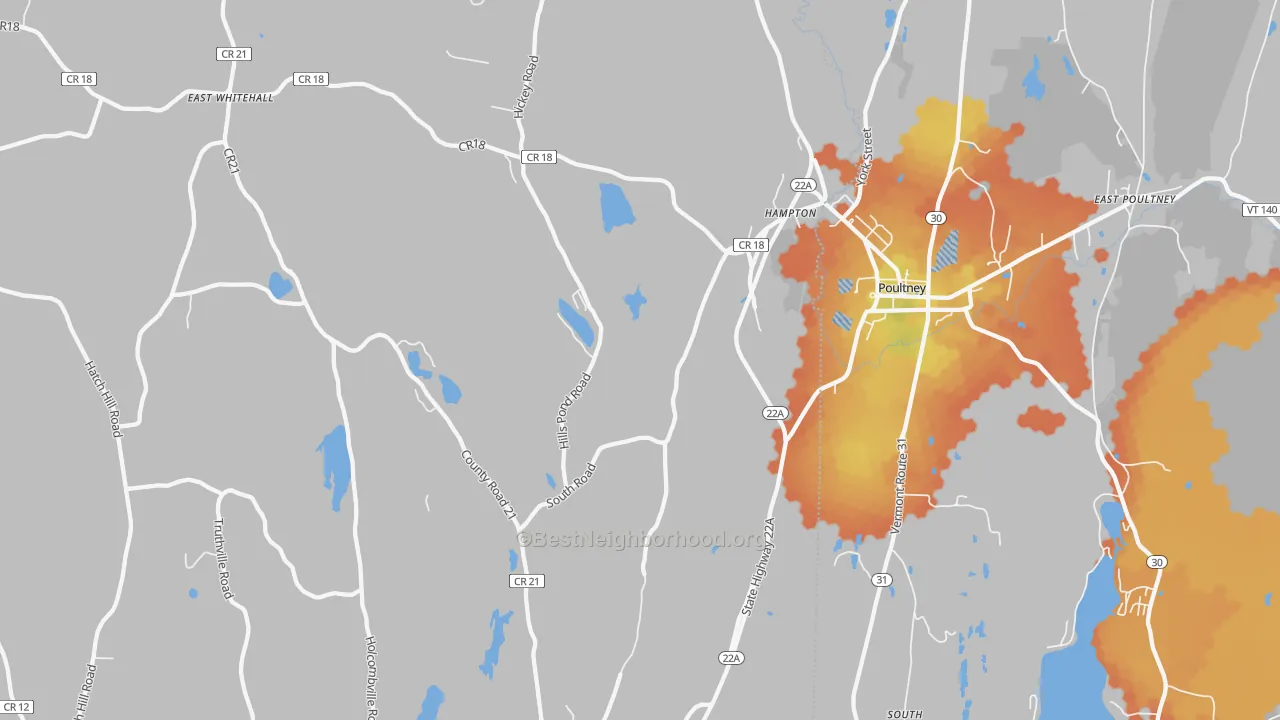 Bike Grade map of Hampton, NY