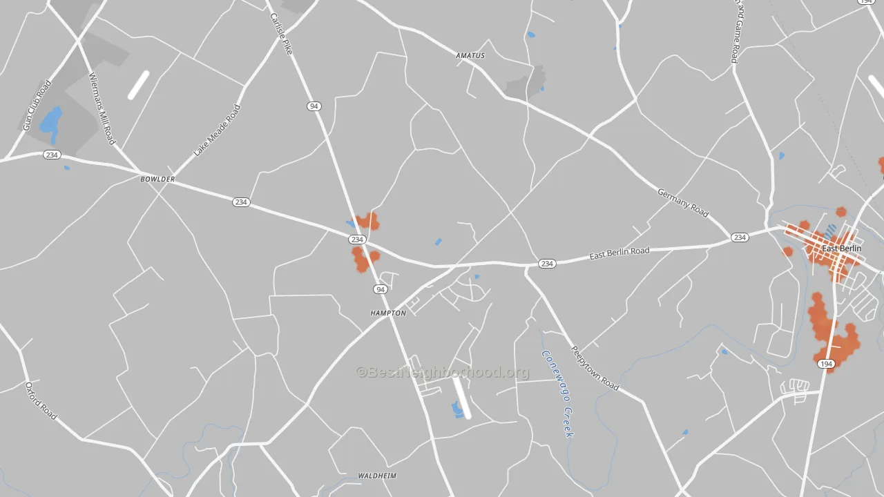 Bike Grade map of Hampton, PA