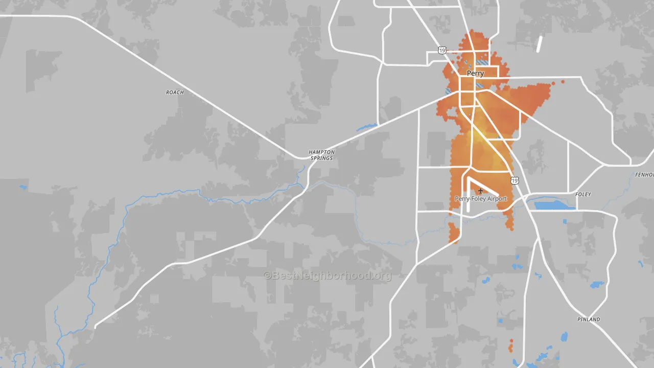 Bike Grade map of Hampton Springs, FL