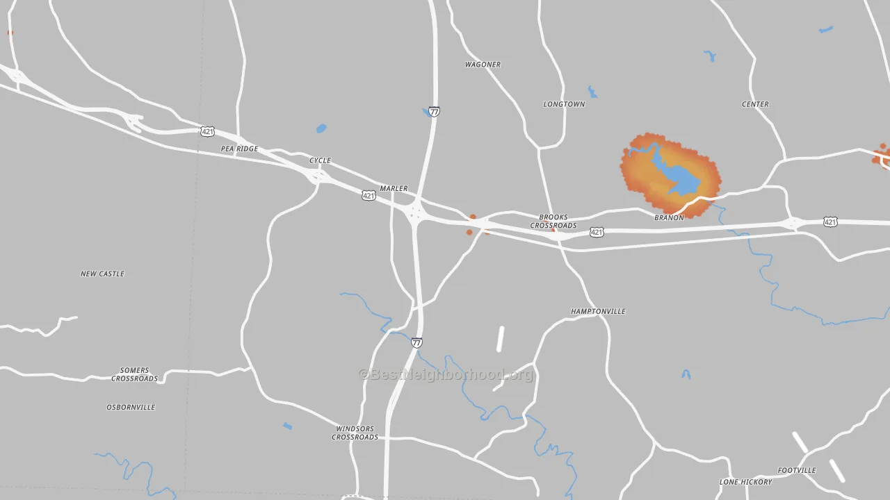 Bike Grade map of Hamptonville, NC