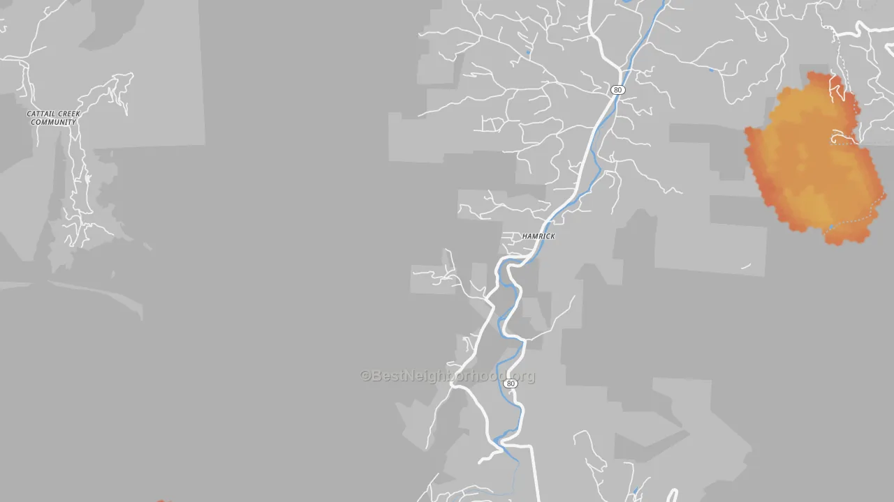 Bike Grade map of Hamrick, NC