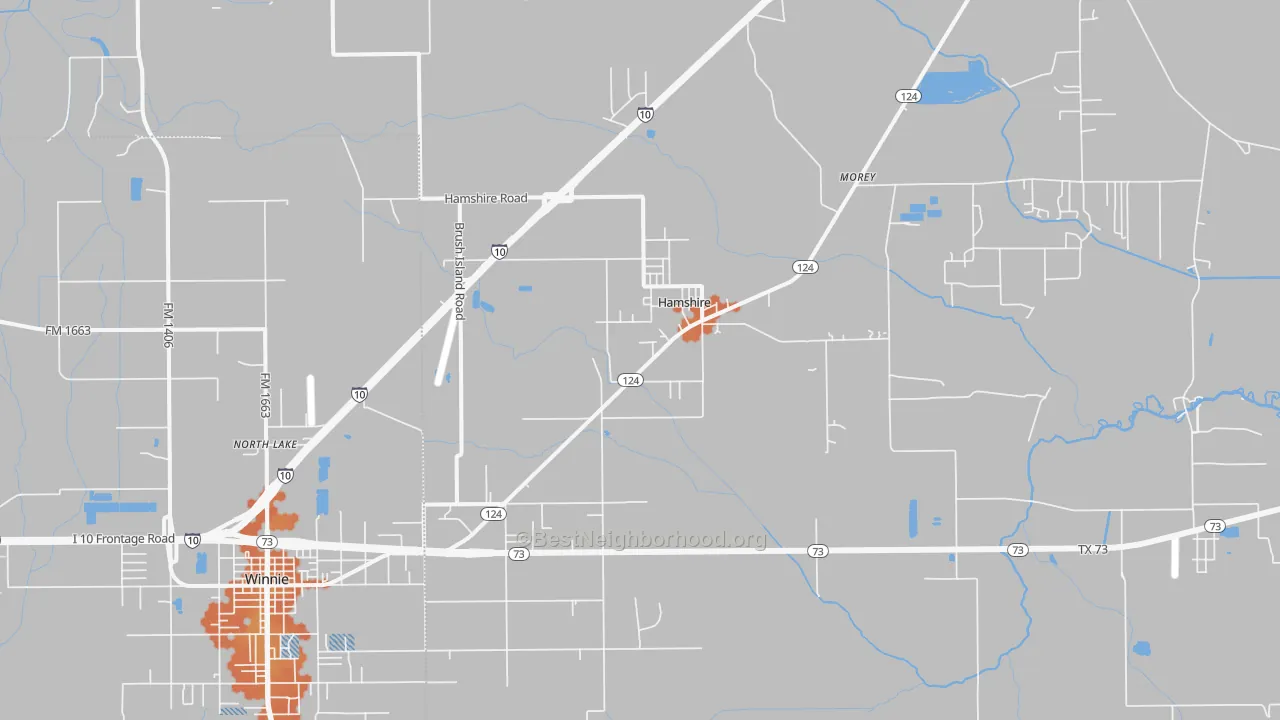 Bike Grade map of Hamshire, TX