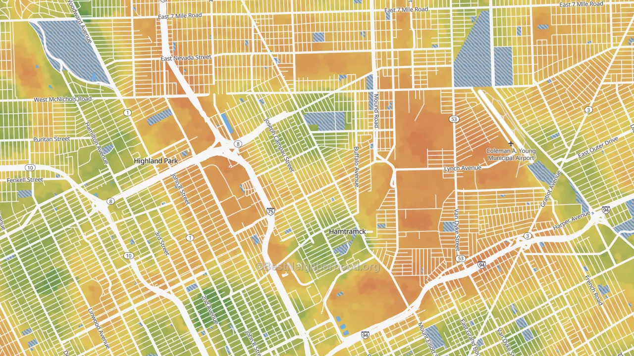 Bike Grade map of Hamtramck, MI