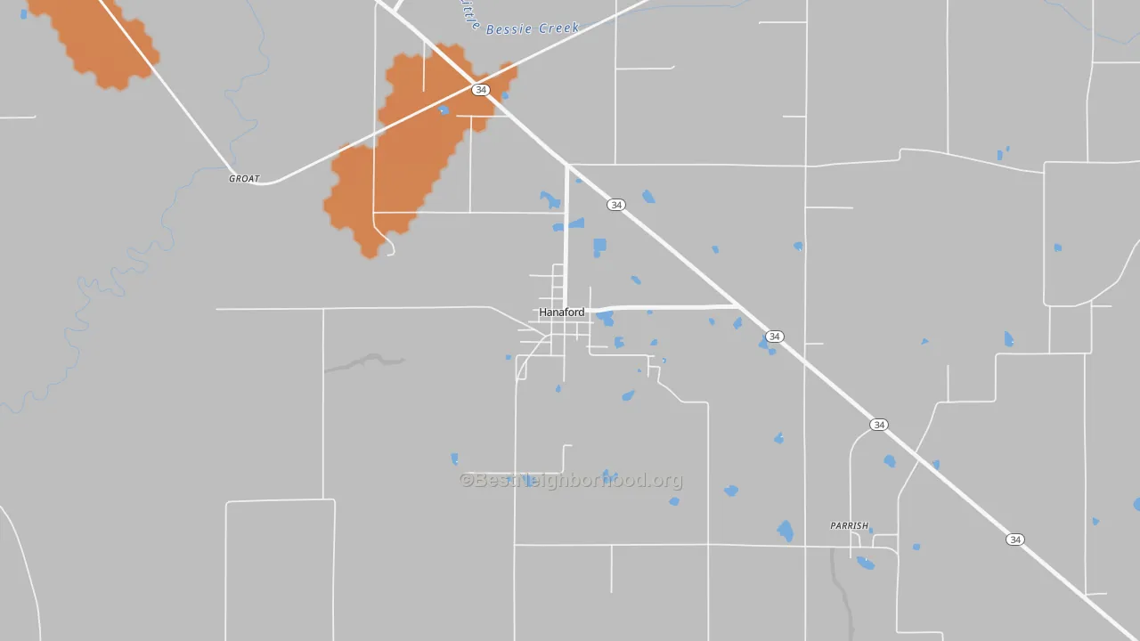 Bike Grade map of Hanaford, IL