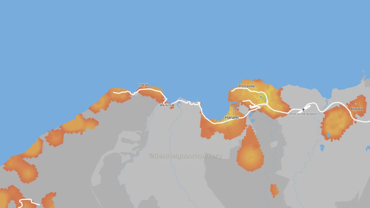 Bike Grade map of Hanalei, HI