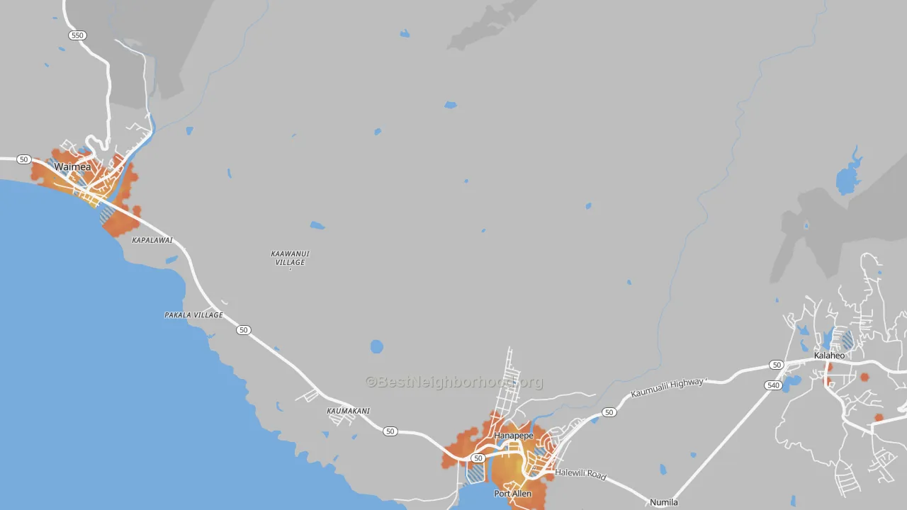 Bike Grade map of Hanapepe Heights, HI