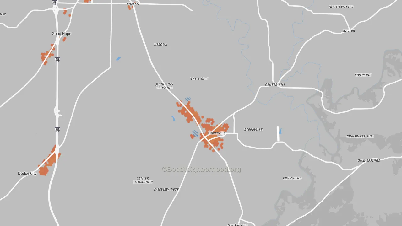 Bike Grade map of Hanceville, AL