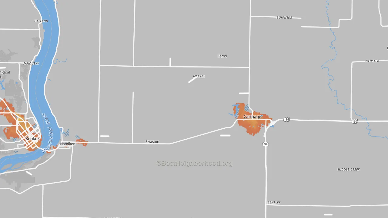 Bike Grade map of Hancock County, IL