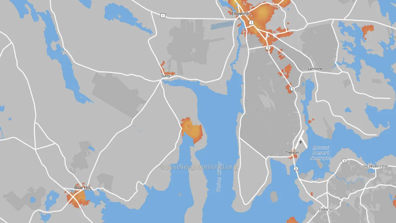Bike Grade map of Hancock County, ME