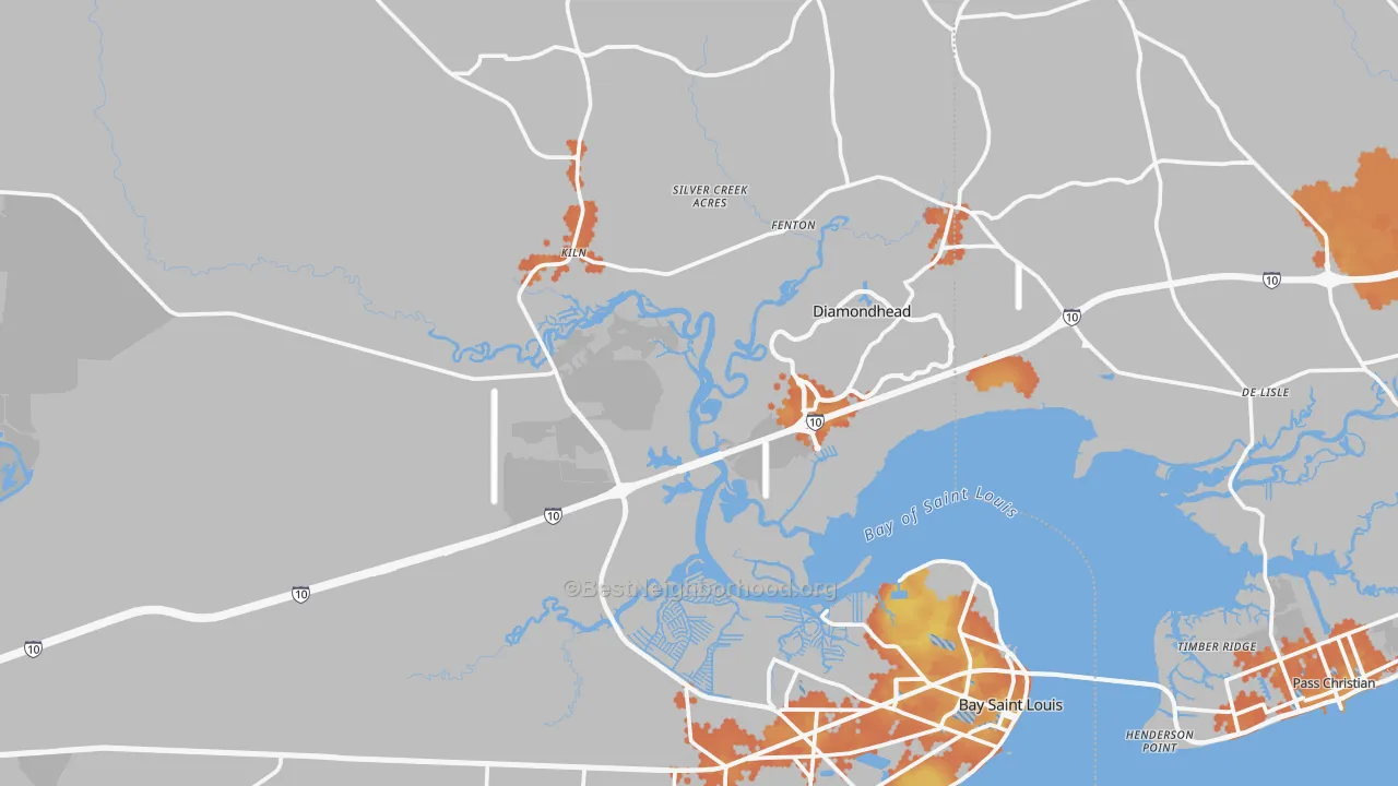 Bike Grade map of Hancock County, MS