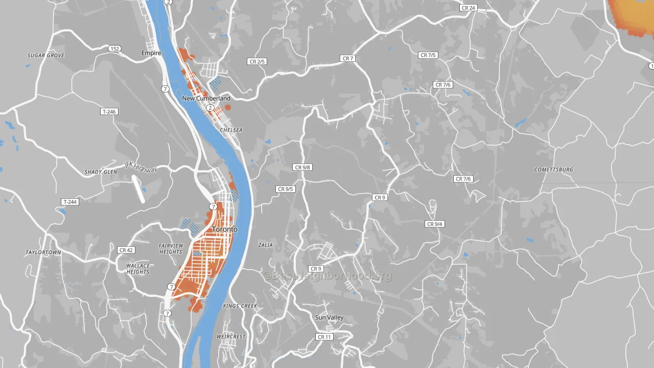 Bike Grade map of Hancock County, WV