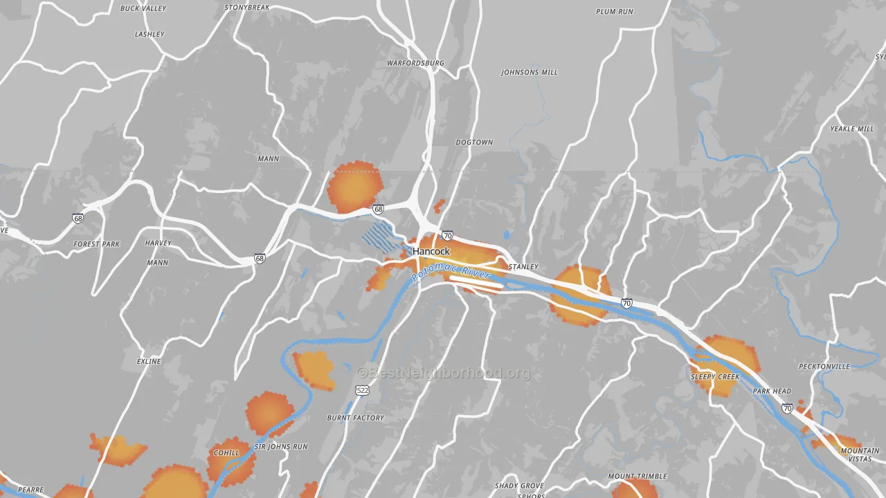 Bike Grade map of Hancock, MD