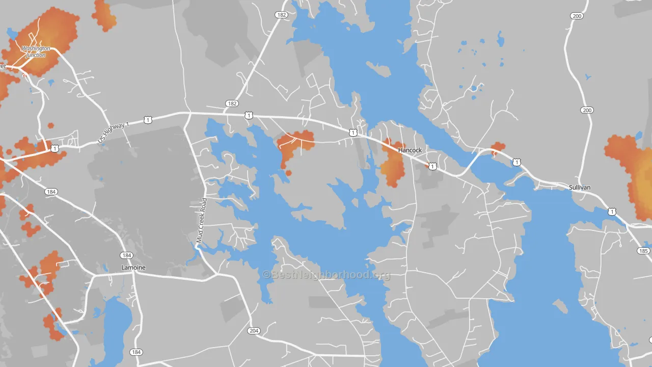 Bike Grade map of Hancock, ME