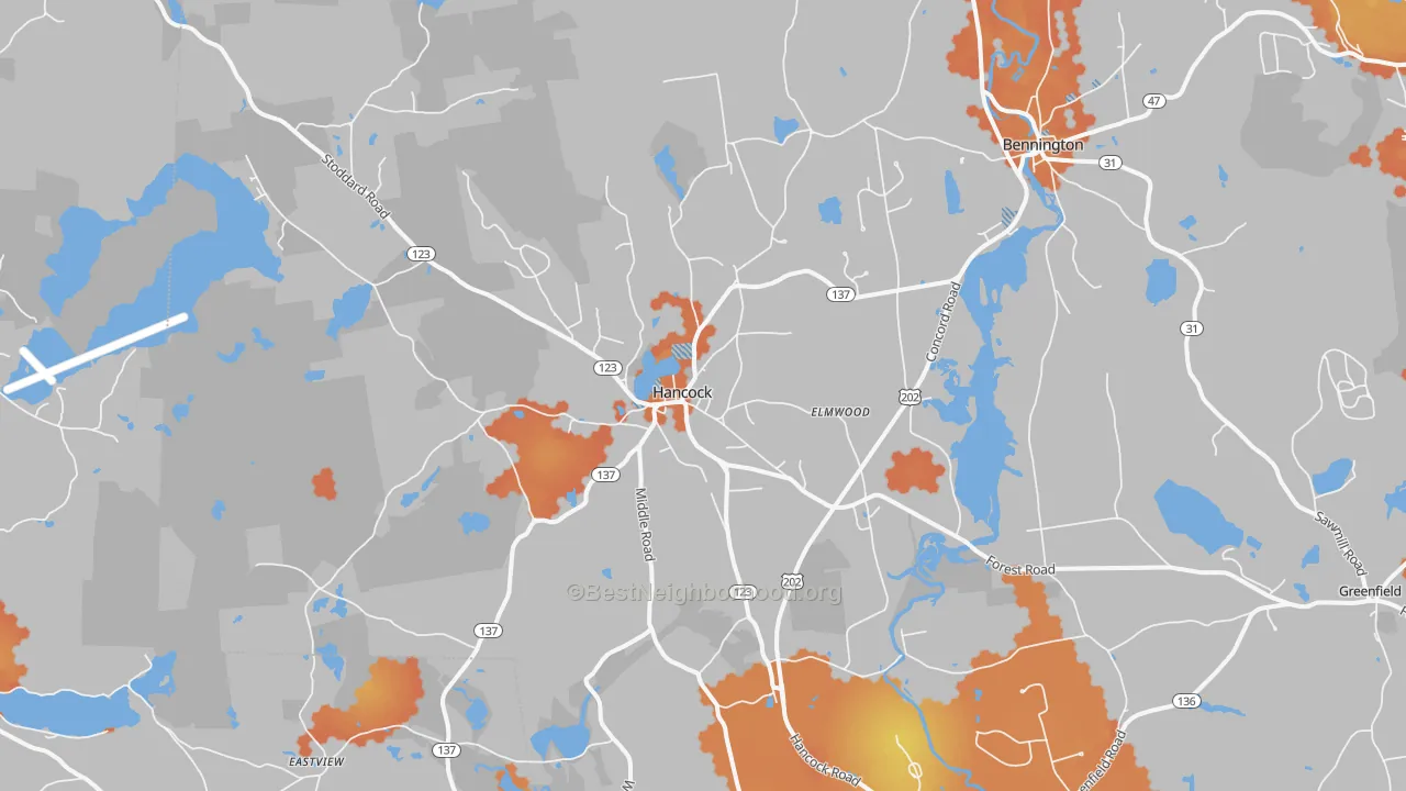Bike Grade map of Hancock, NH