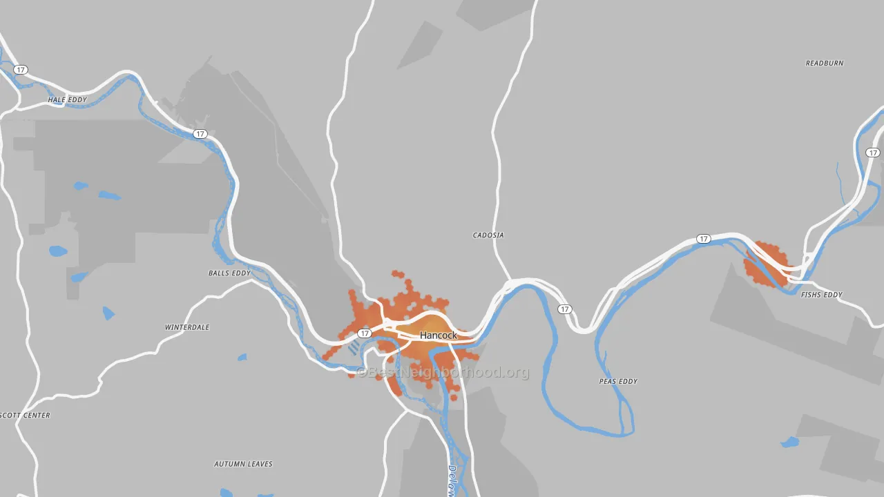 Bike Grade map of Hancock, NY
