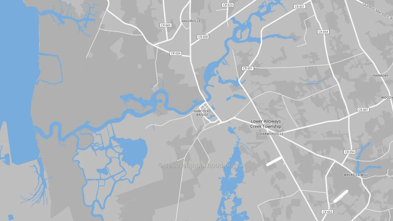 Bike Grade map of Hancocks Bridge, NJ