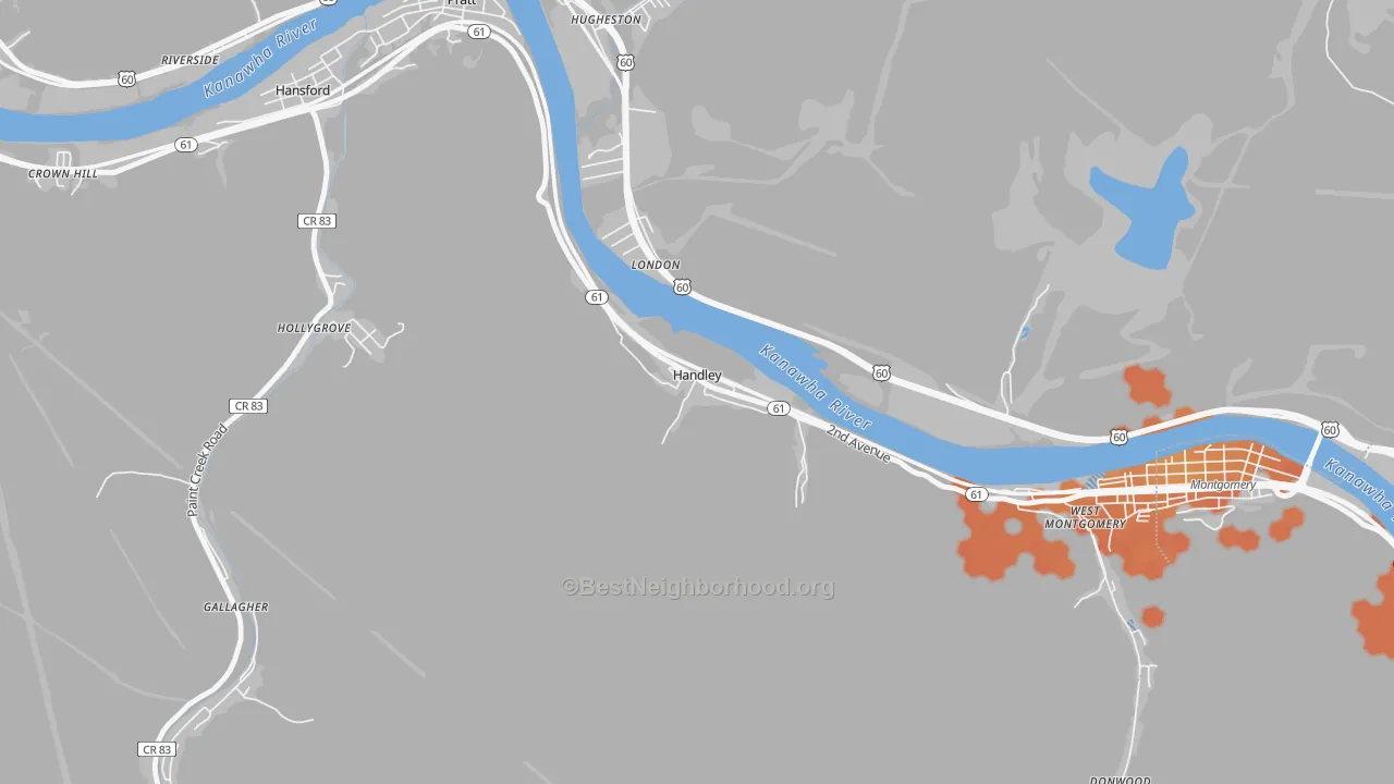Bike Grade map of Handley, WV