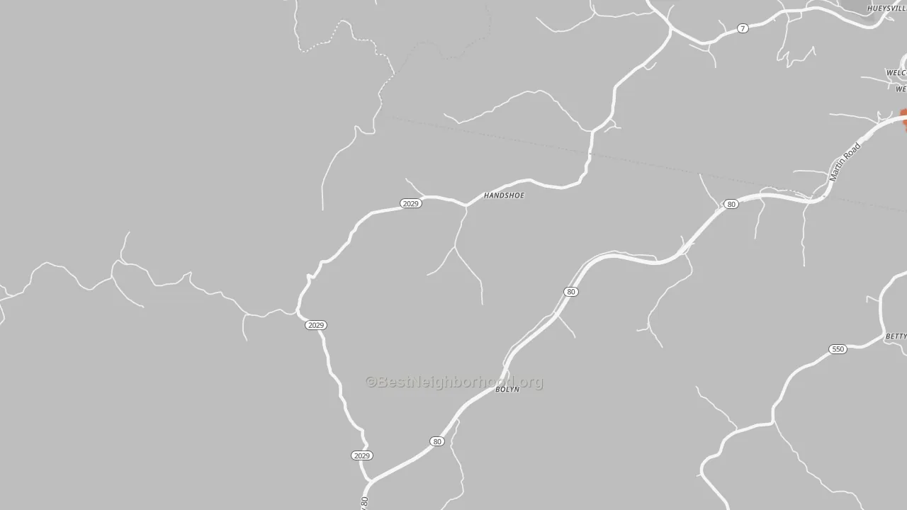 Bike Grade map of Handshoe, KY