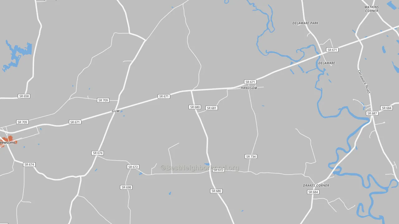Bike Grade map of Handsom, VA