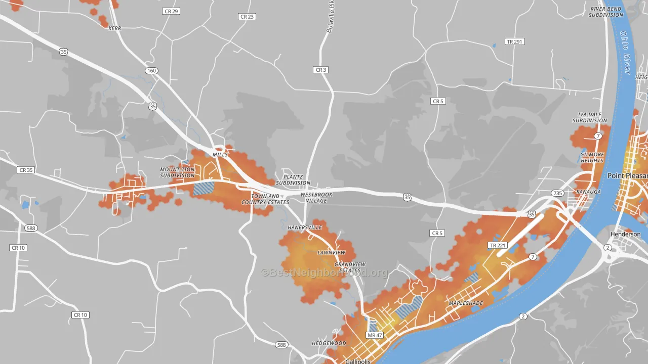 Bike Grade map of Hanersville, OH