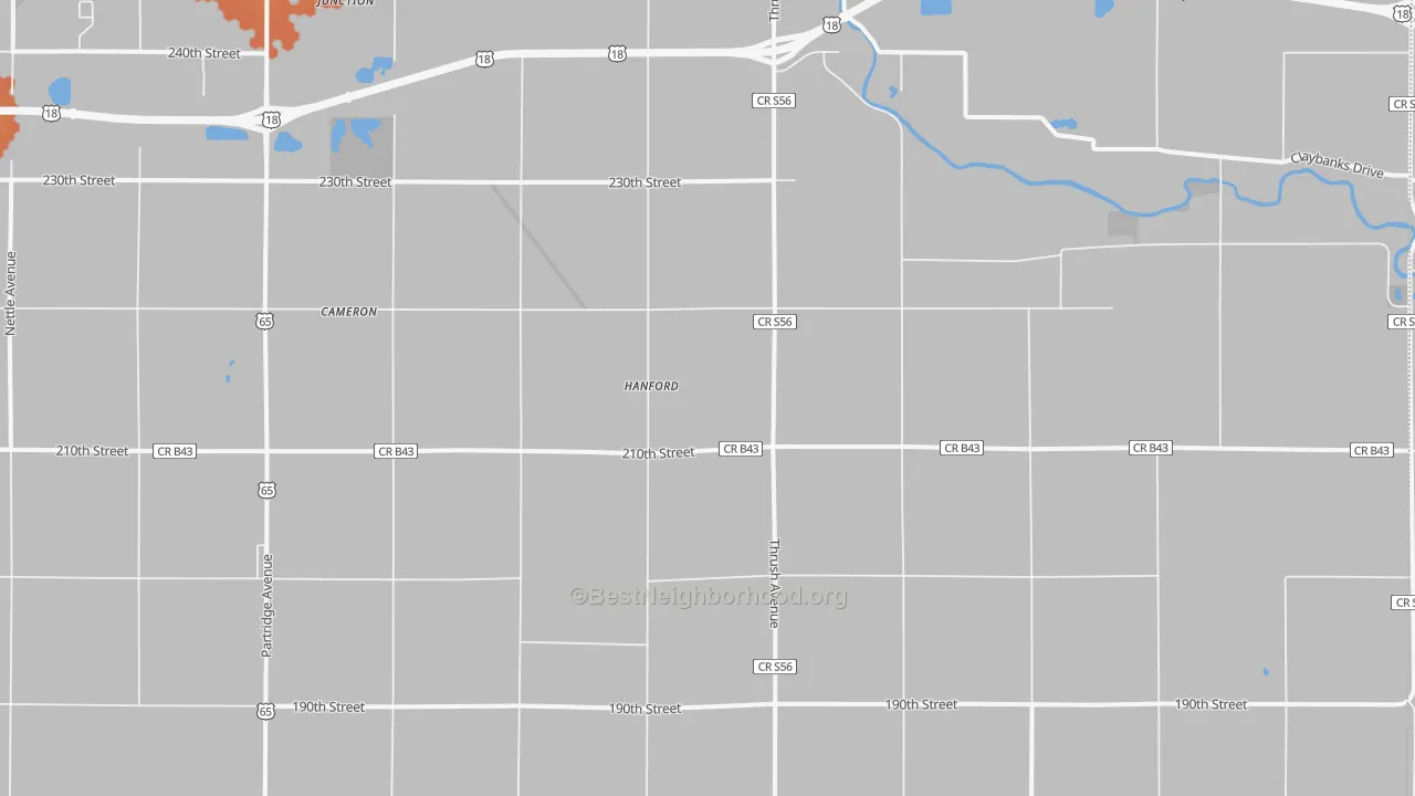 Bike Grade map of Hanford, IA