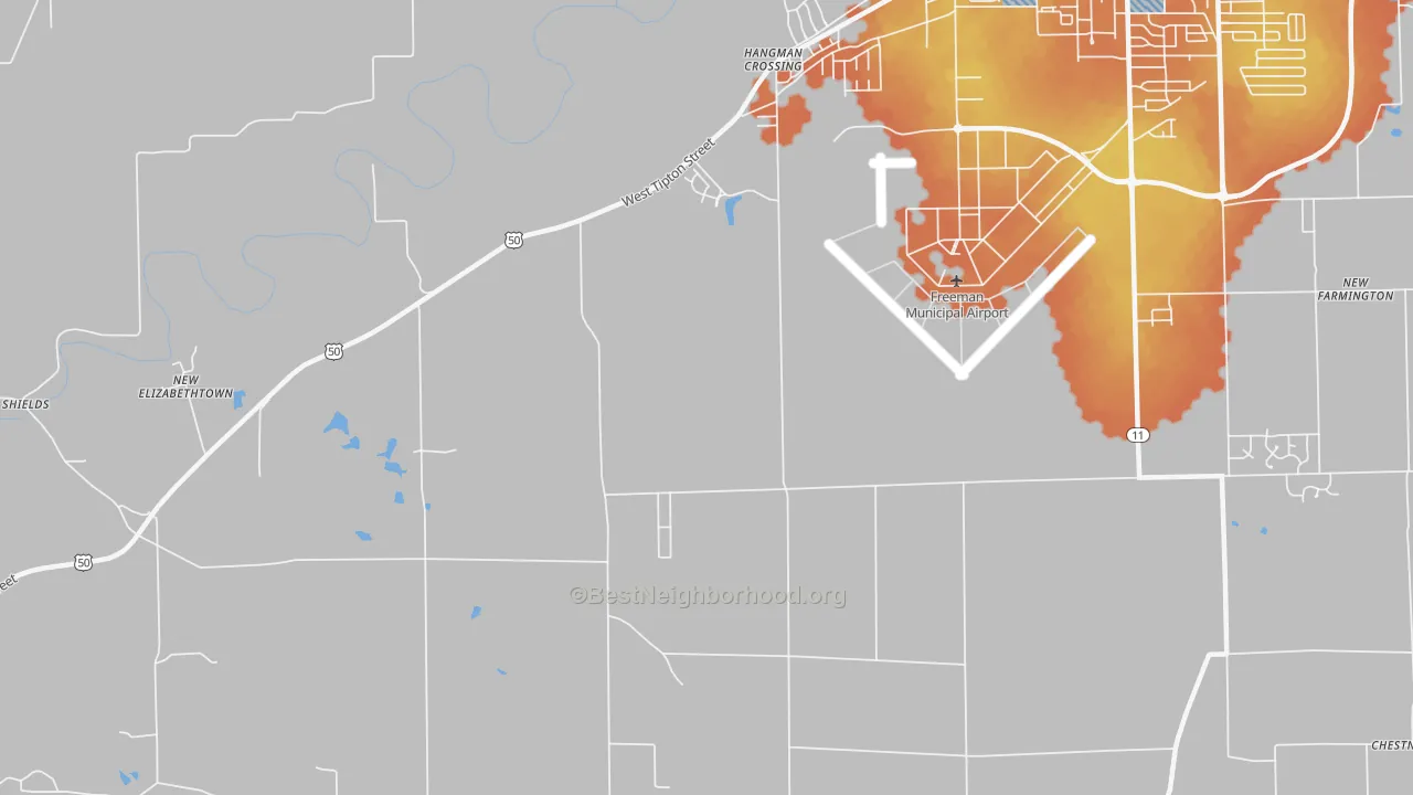 Bike Grade map of Hangman Crossing, IN