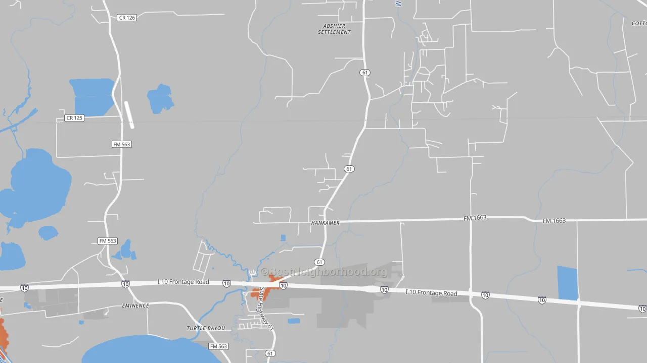 Bike Grade map of Hankamer, TX