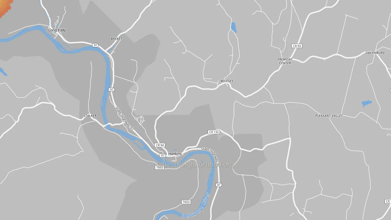 Bike Grade map of Hankins, NY