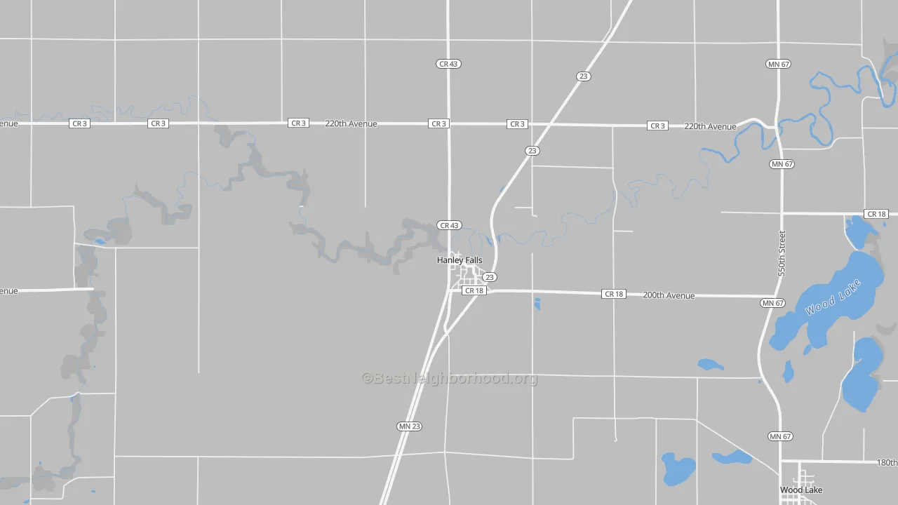 Bike Grade map of Hanley Falls, MN