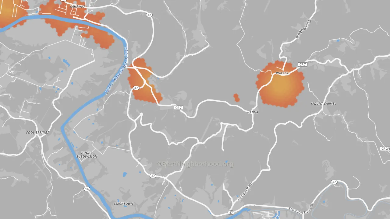 Bike Grade map of Hanna, WV