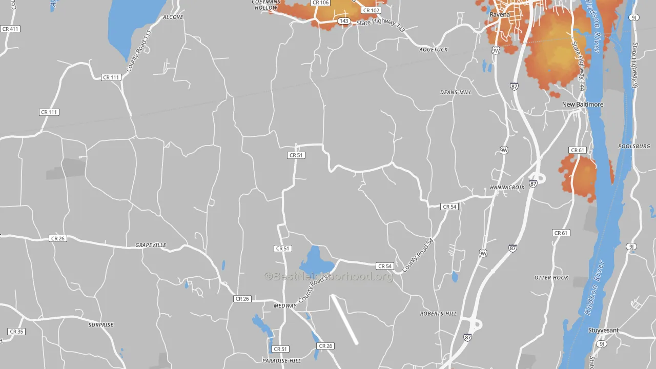 Bike Grade map of Hannacroix, NY