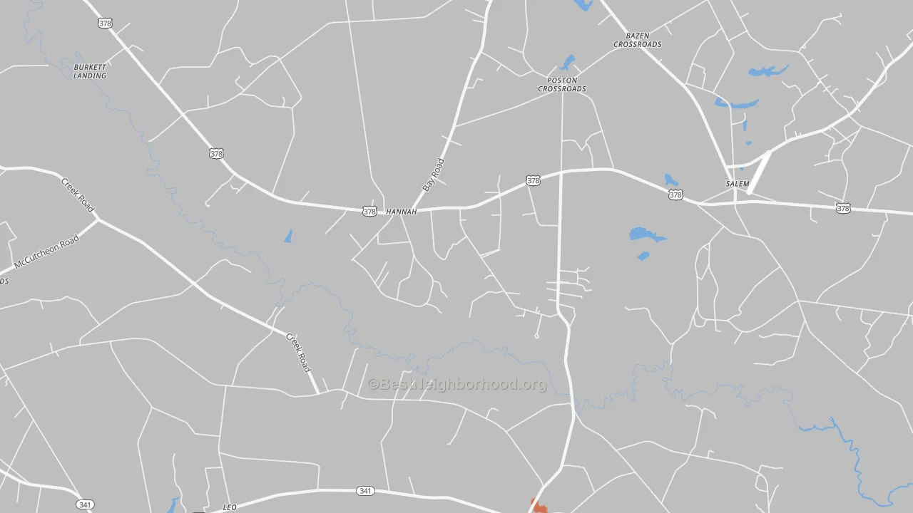 Bike Grade map of Hannah, SC