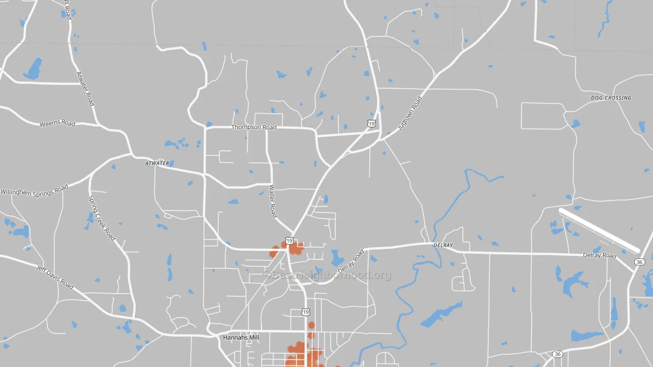 Bike Grade map of Hannahs Mill, GA