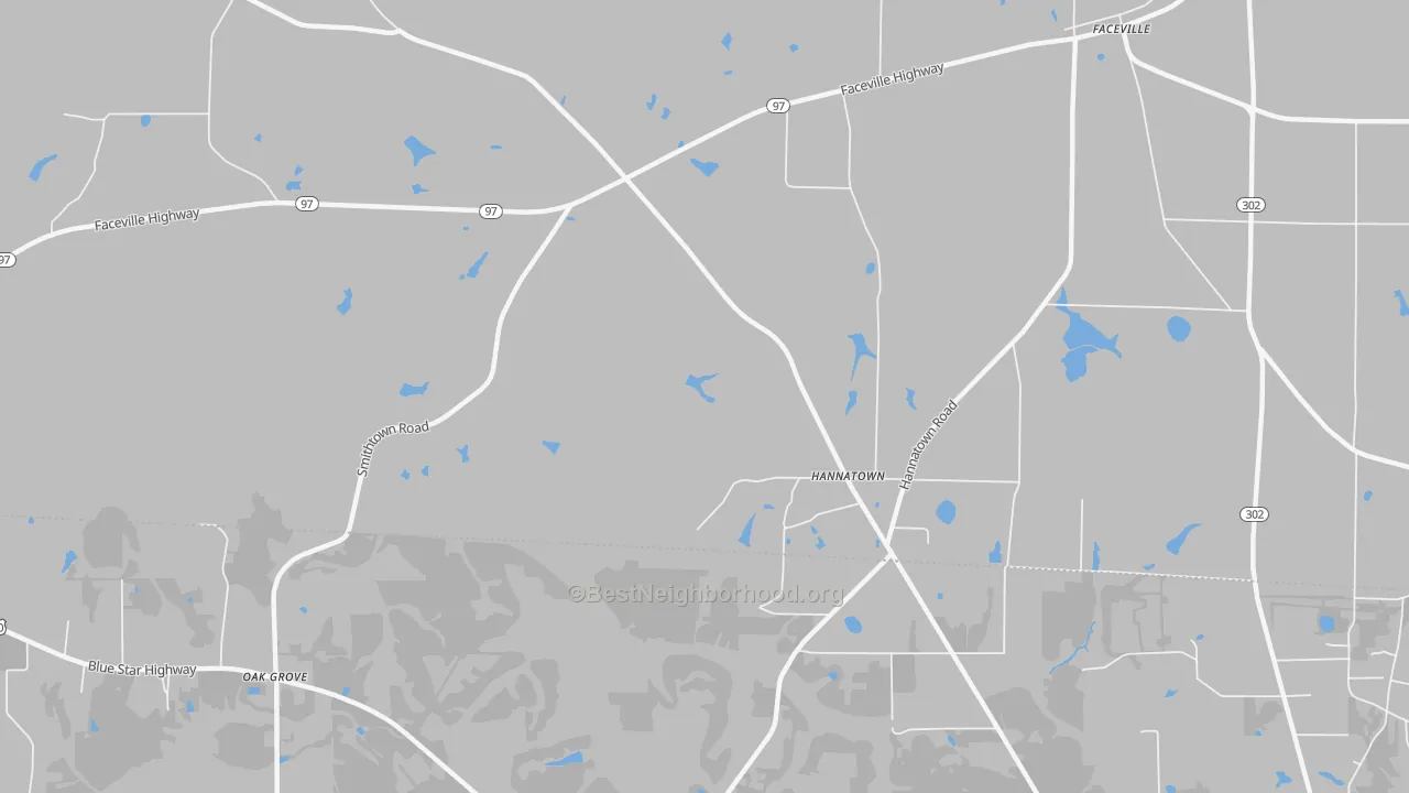 Bike Grade map of Hannatown, GA