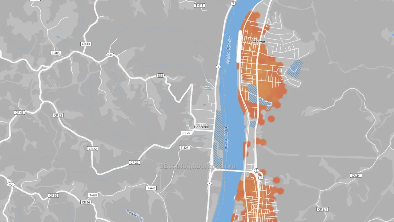 Bike Grade map of Hannibal, OH