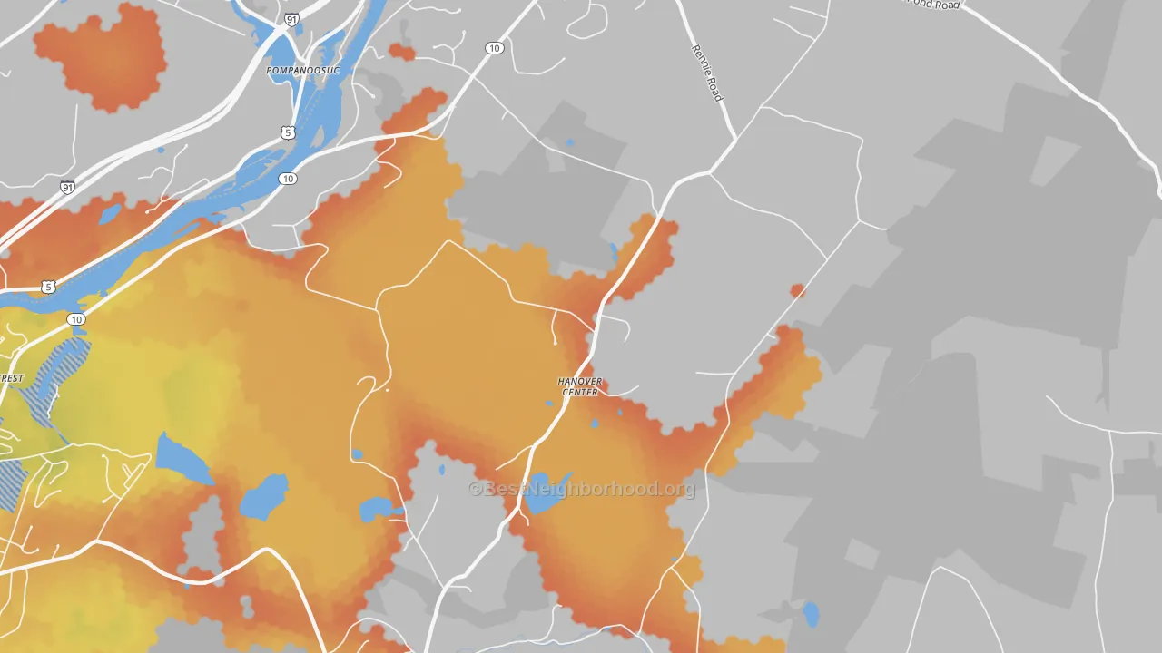 Bike Grade map of Hanover Center, NH